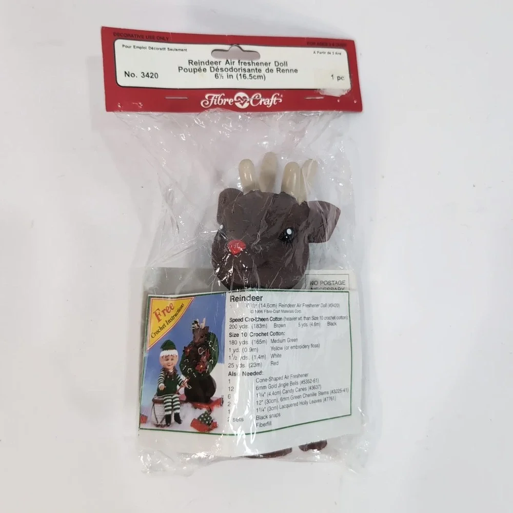 Rudolph Reindeer Fibre Craft Air Freshener Doll 3420 Christmas Holiday W/Instru